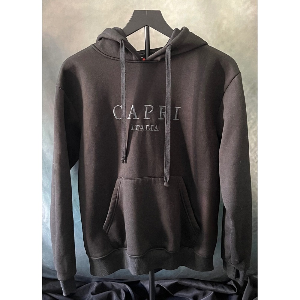 Chip Capri Italia Black Hoodie Sweatshirt Pullover Mens XL Extra Large Italy‎